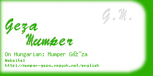 geza mumper business card